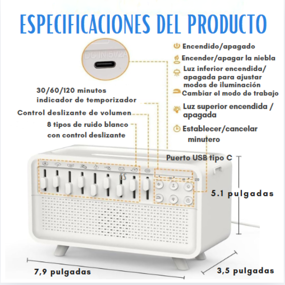 Humidificador de luz nocturna con ruido blanco